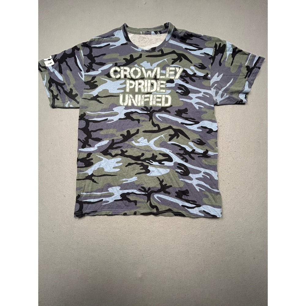 Crowley Pride Unified T Shirt Cotton Blend Camo Blue Green Large L Mens